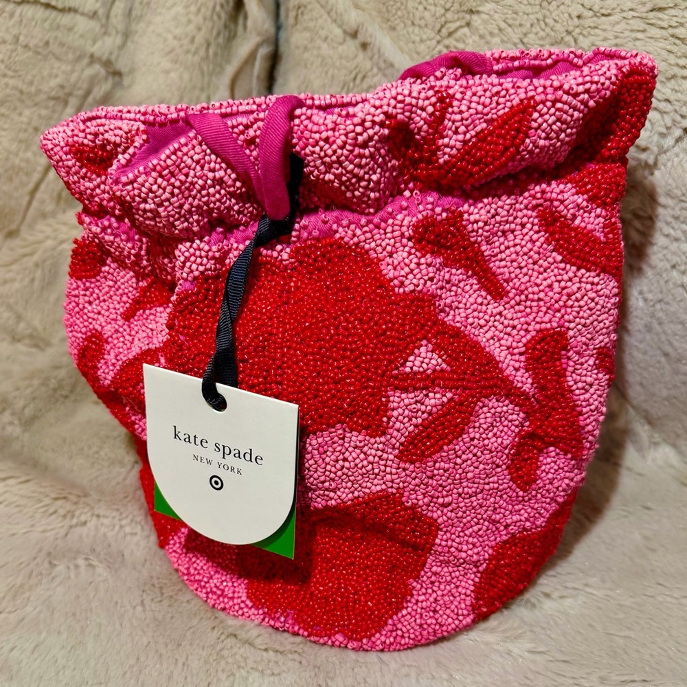 Kate Spade Pink and Red Beaded Pouch